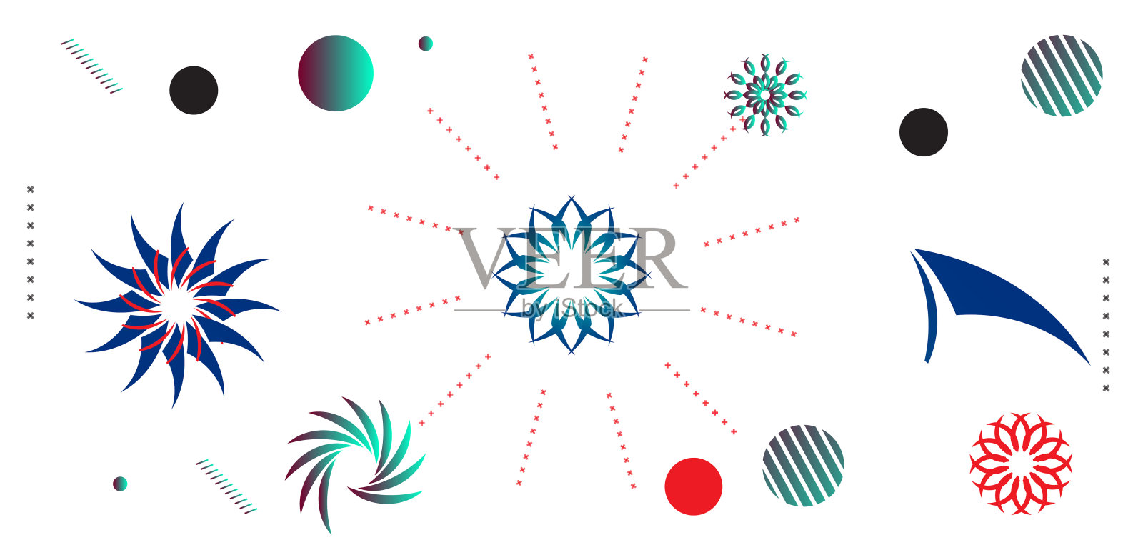 抽象的几何符号。现代抽象造型设计。矢量图插画图片素材