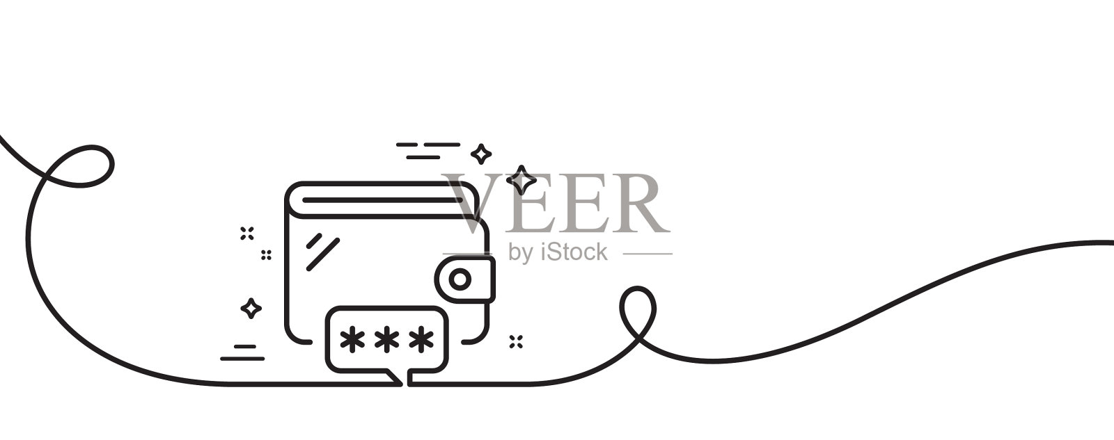 钱包线图标钱包密码标志设计元素图片