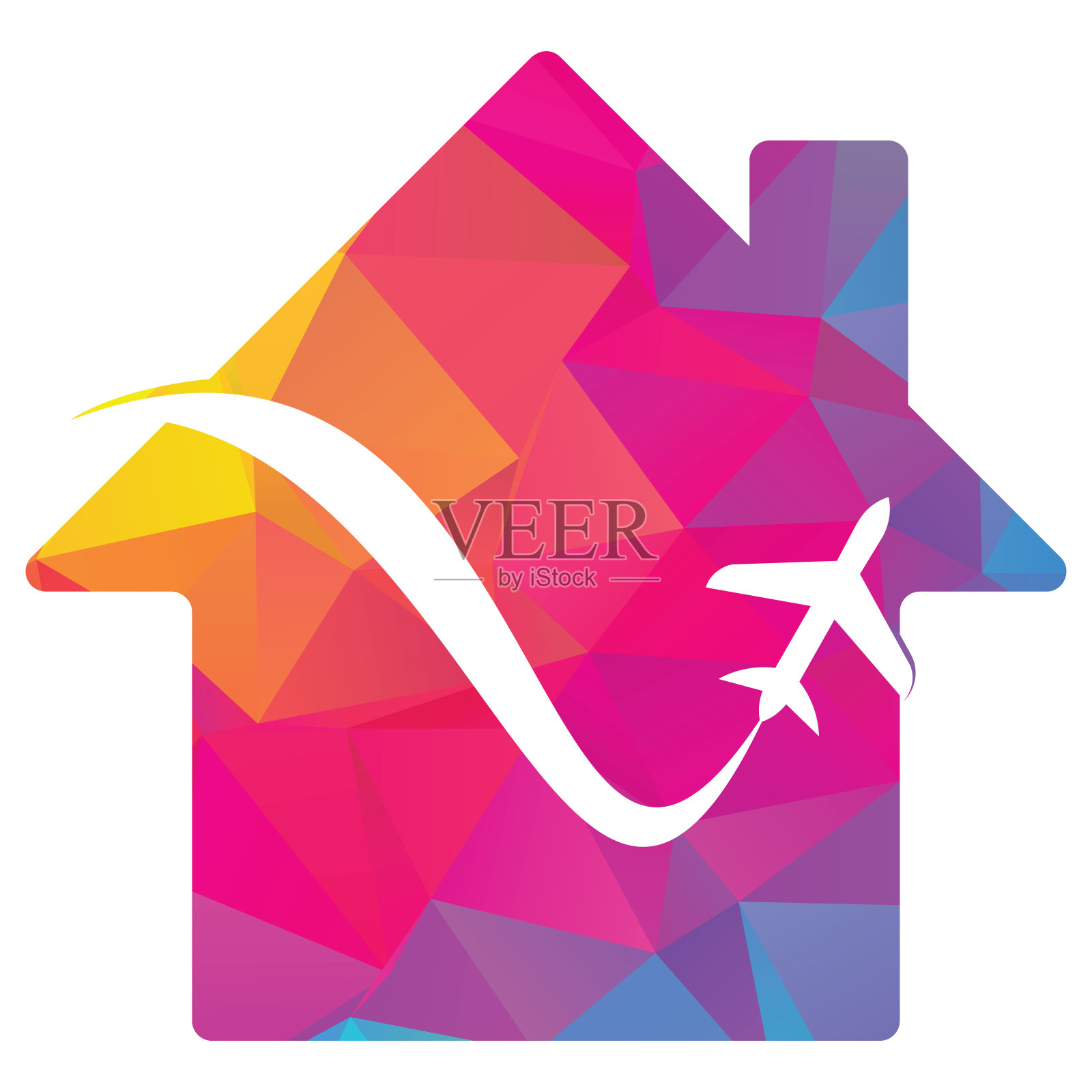 飞机和旅行屋形状概念标志。插画图片素材