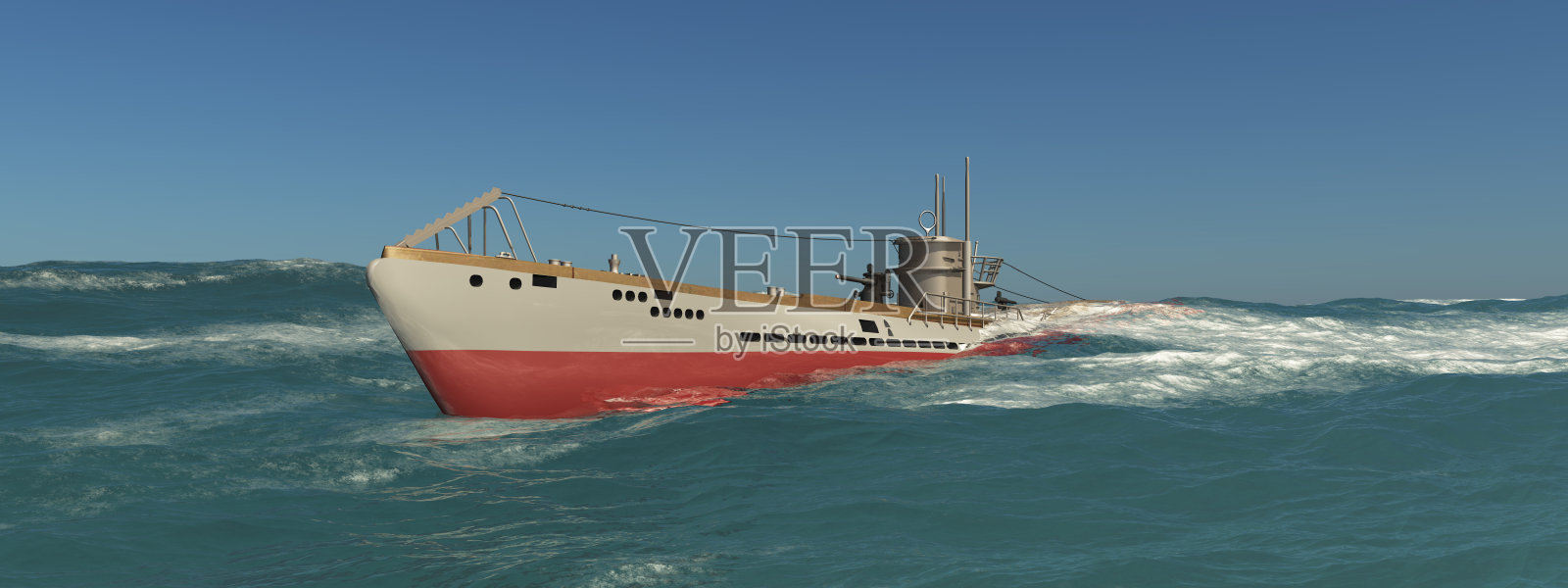 第二次世界大战的德国潜艇在公海上照片摄影图片