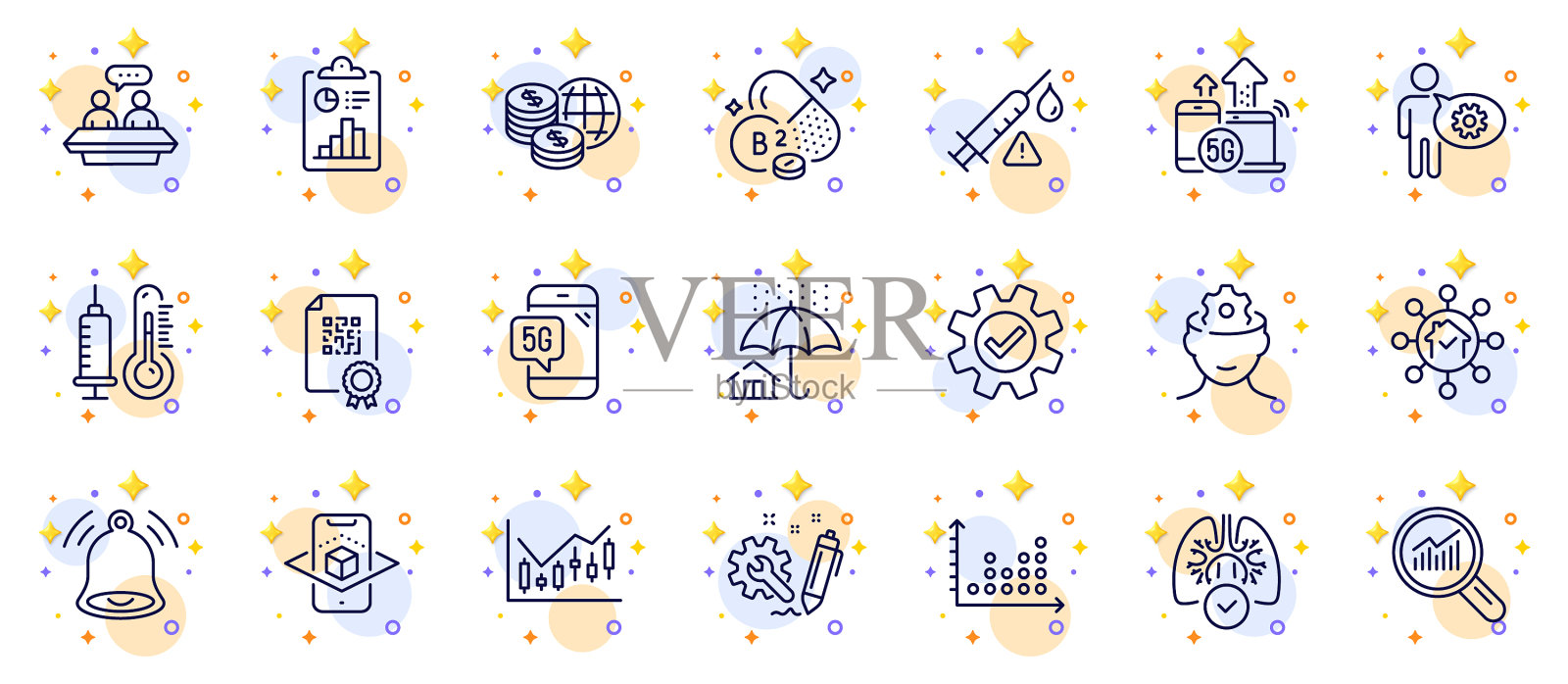 5g手机温度计及点阵图插画图片素材