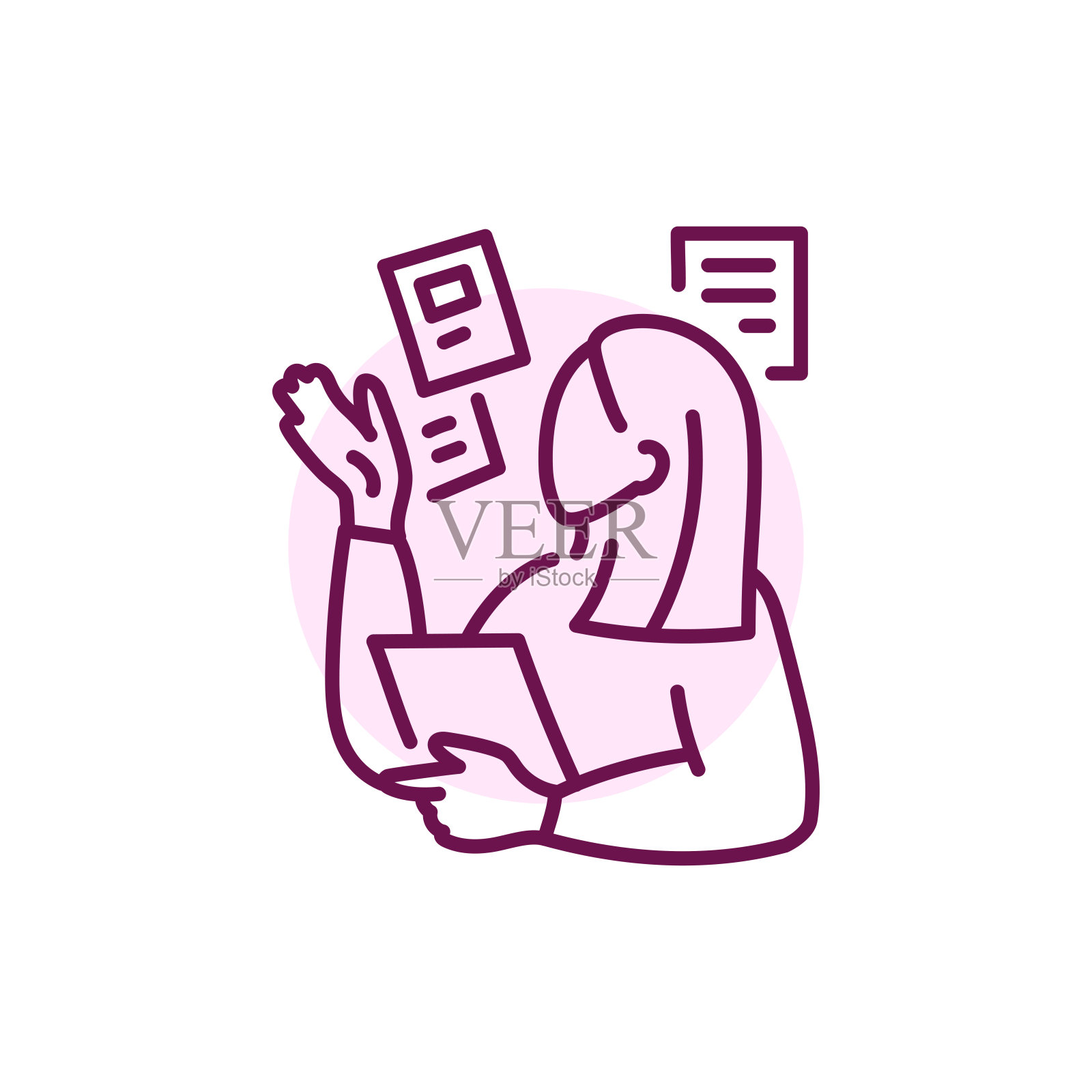 女商人的颜色线图标。女性企业家。插画图片素材