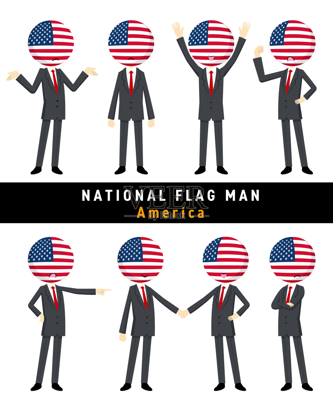 象征美国国旗的人物的插图插画图片素材