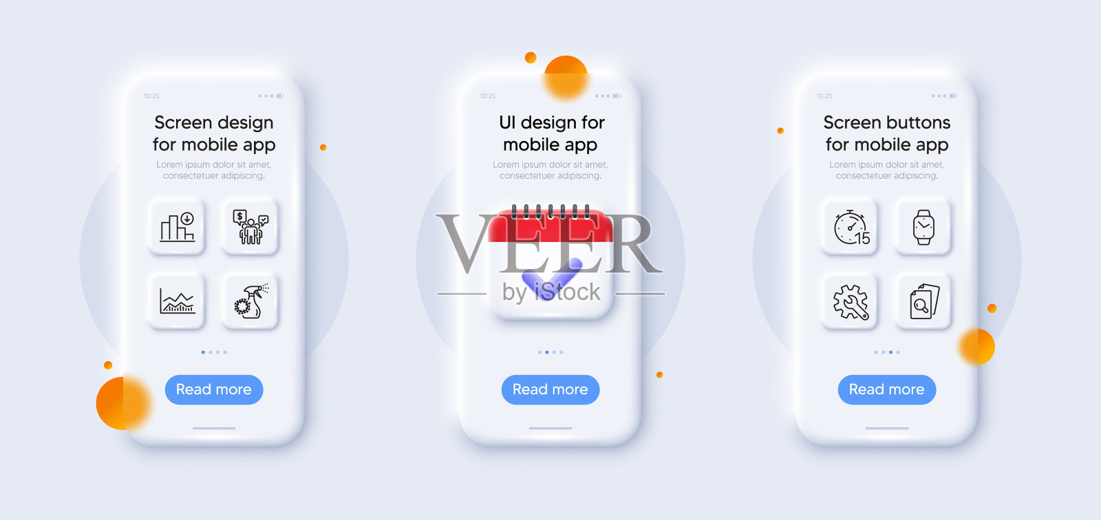 自定义定时器和递减曲线图插画图片素材