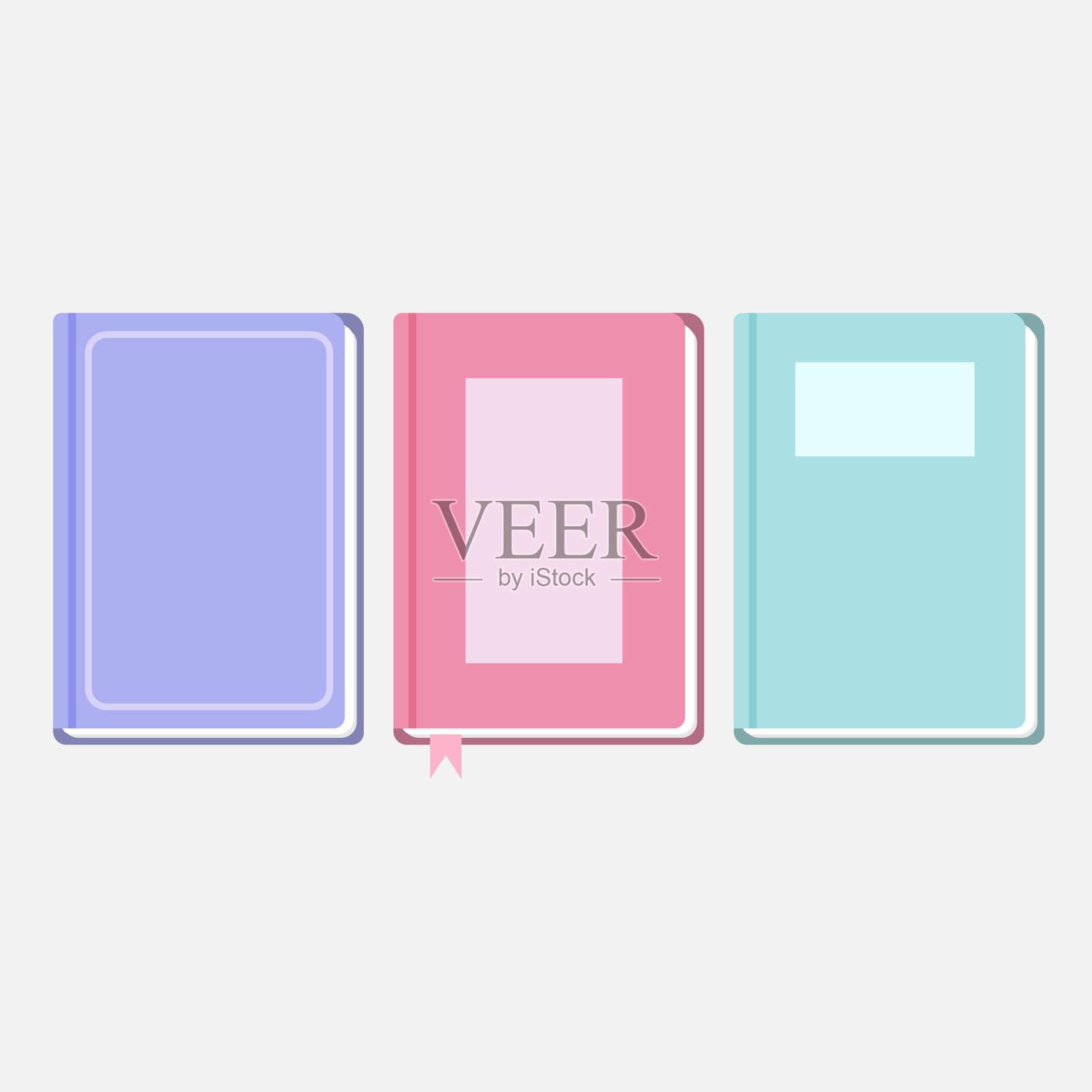 一套彩色书籍-顶部视图插画图片素材