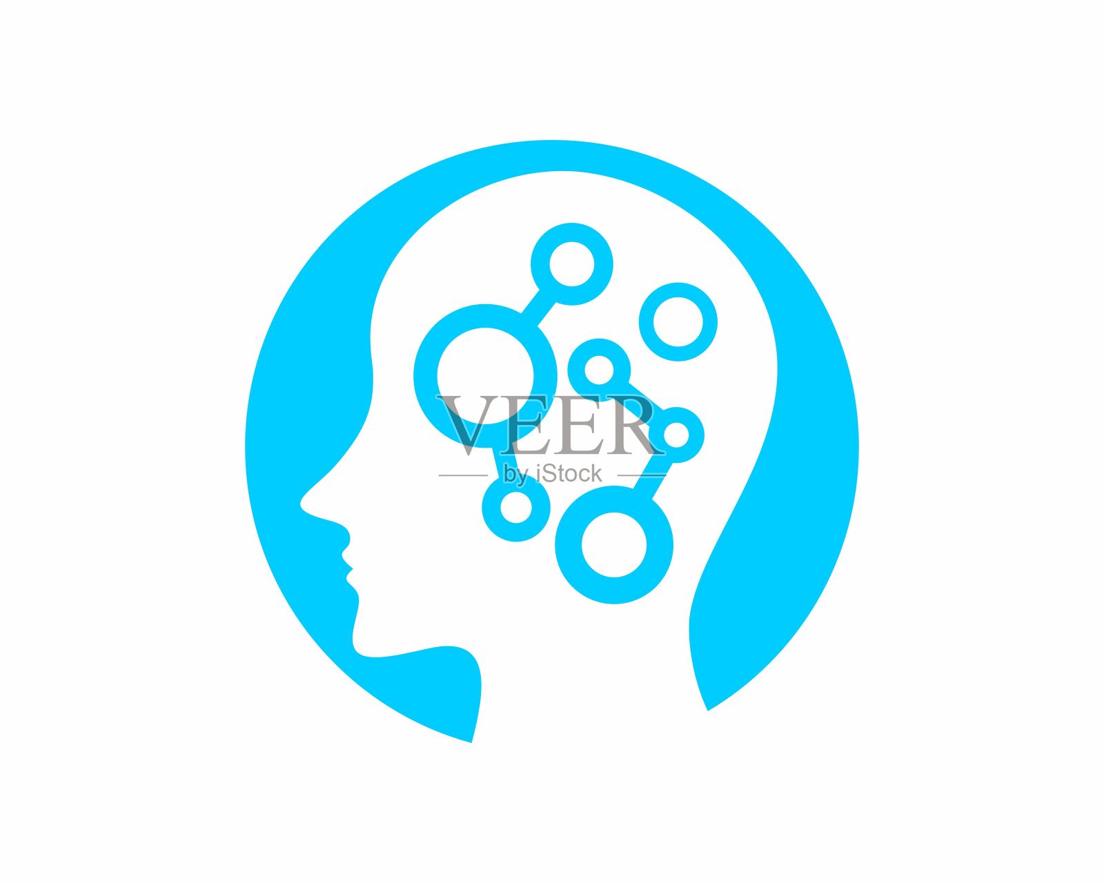 电路技术内部的人的头部矢量插画图片素材