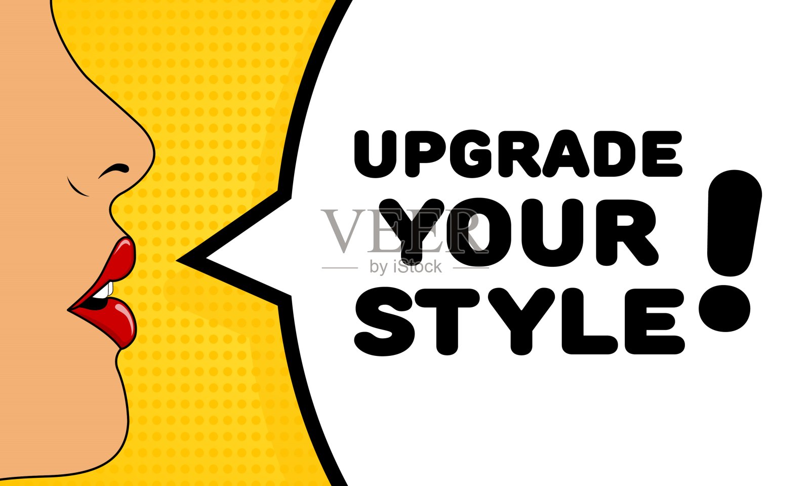 升级你的风格标志。平面，色彩，说话的嘴唇，升级你的风格，升级标志。矢量图标插画图片素材
