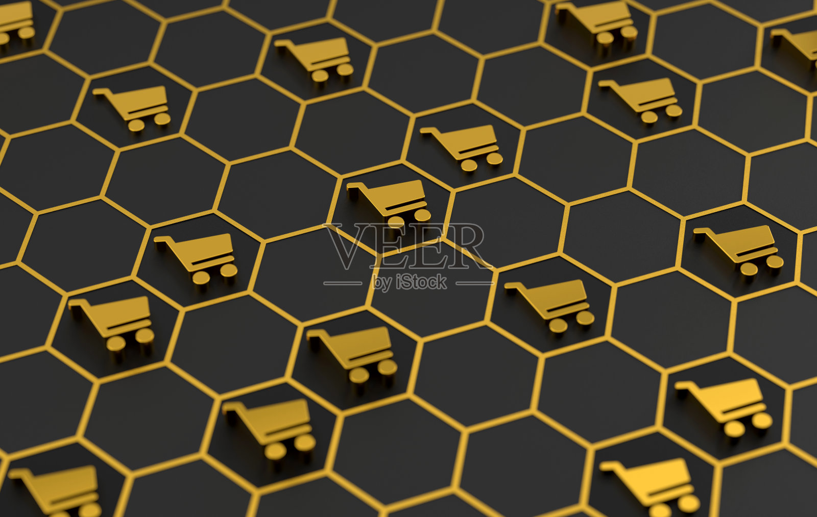 六边形的购物车图标照片摄影图片