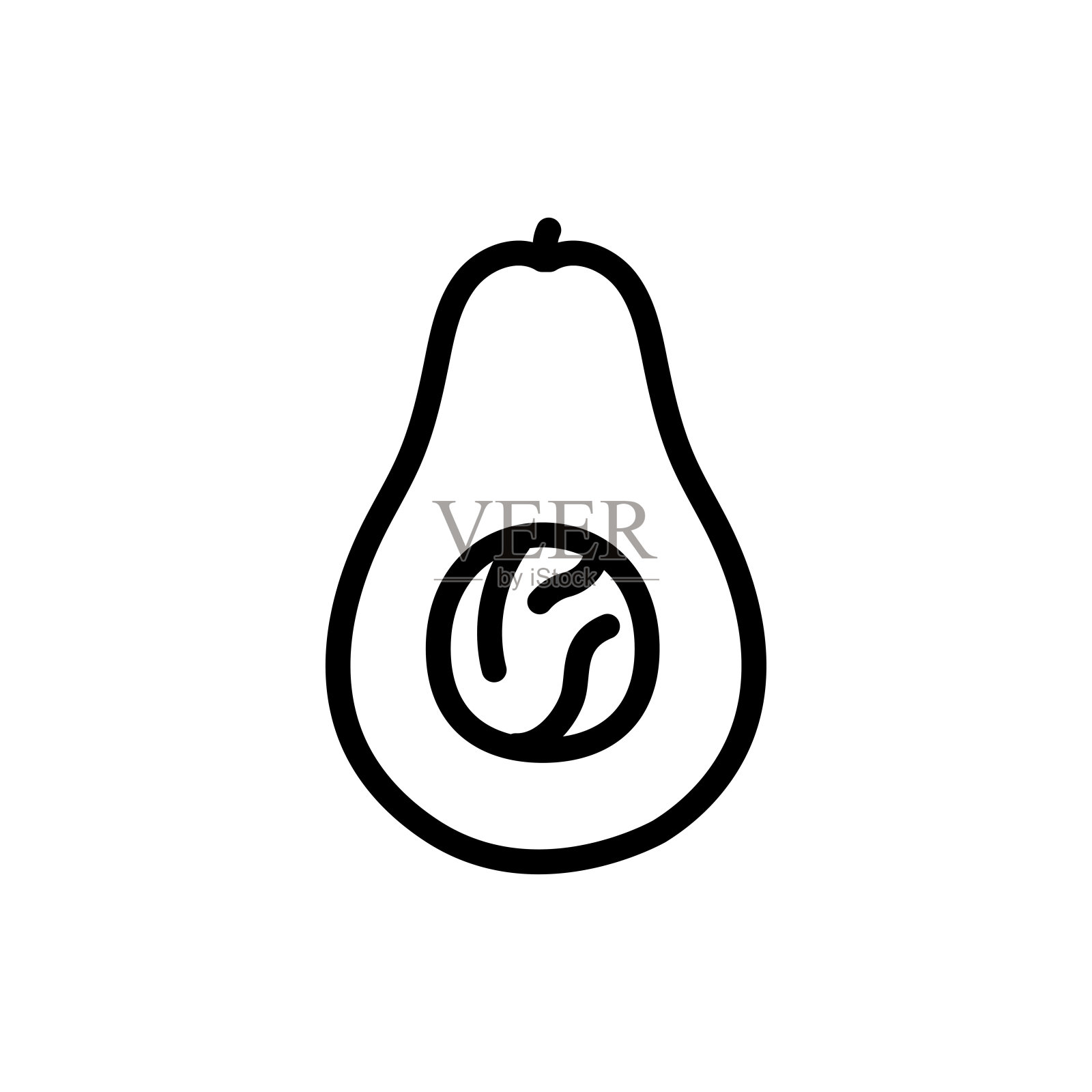 鳄梨颜色线图标。素食产品。插画图片素材