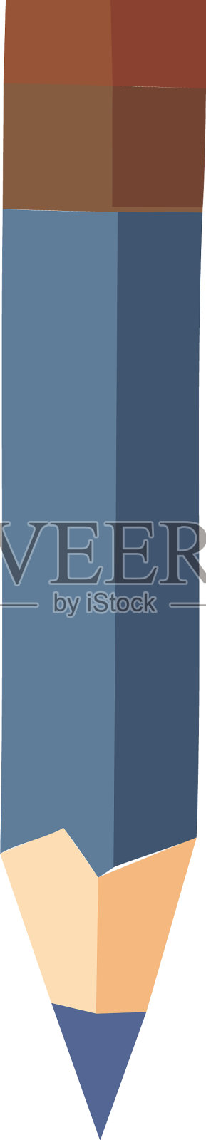 蓝色铅笔学校用品图标插画图片素材