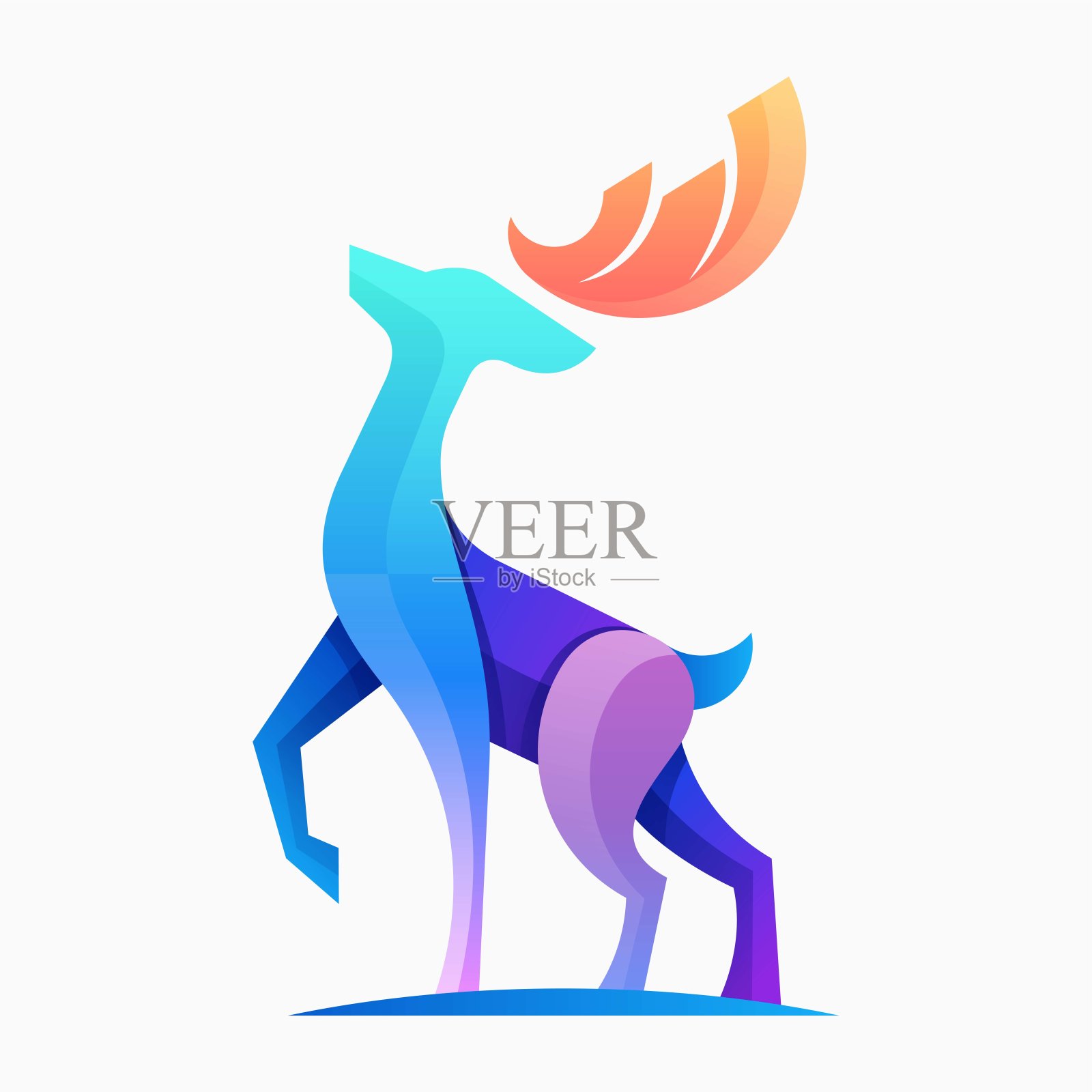 矢量插图鹿渐变彩色风格插画图片素材