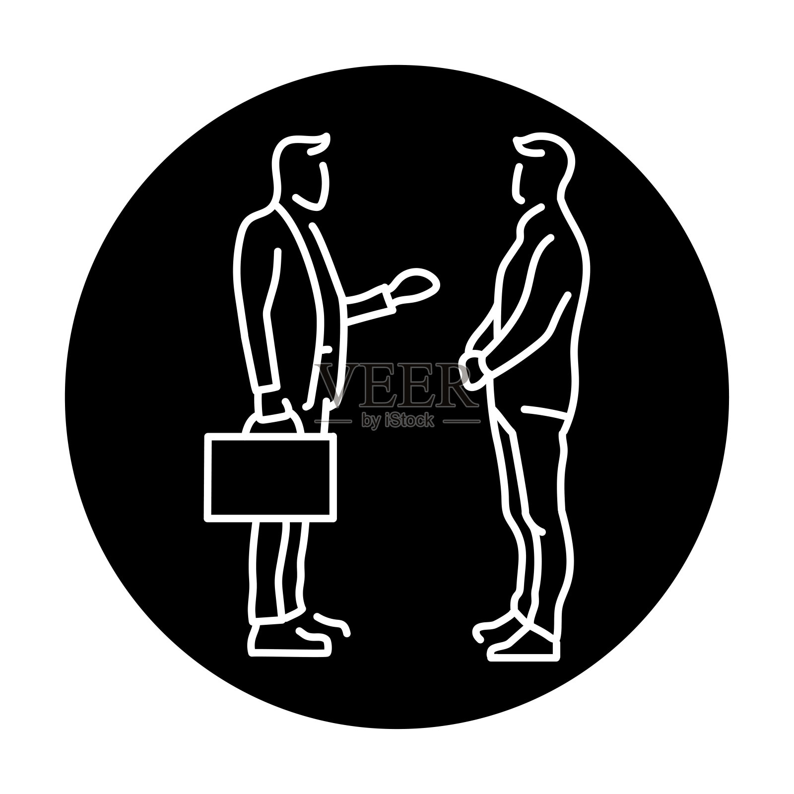 商人沟通的颜色线图标。女性企业家。插画图片素材