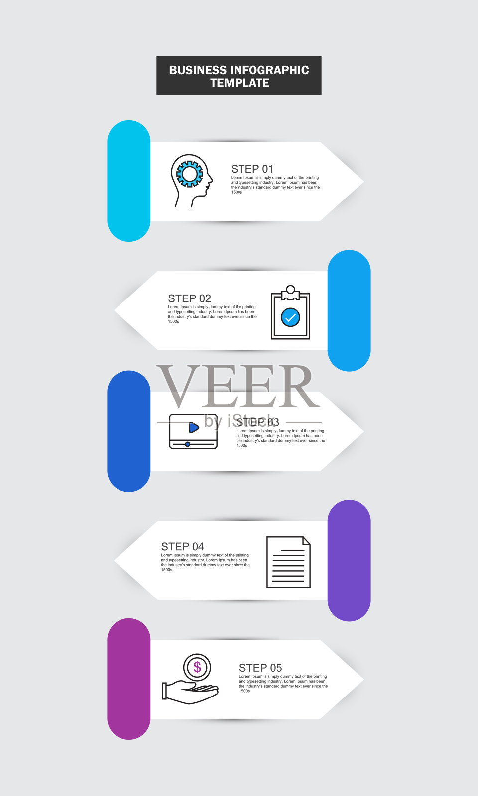 五个选项计划幻灯片模板插画图片素材