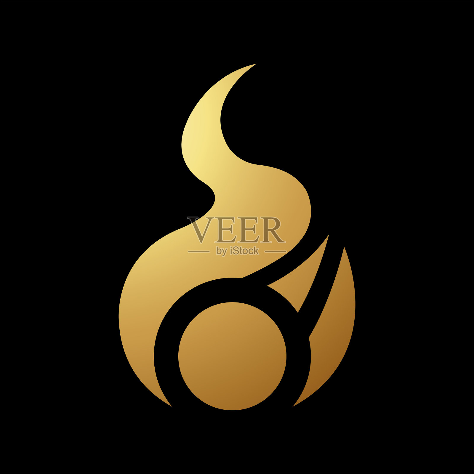 黄金抽象曲线火形图标插画图片素材