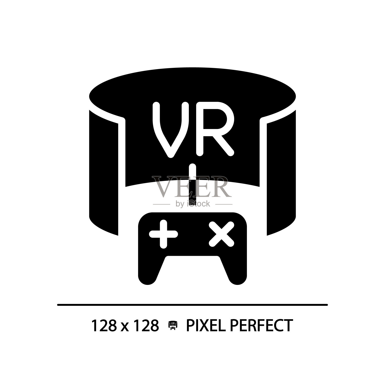 2D轮廓字形风格的虚拟现实图标插画图片素材