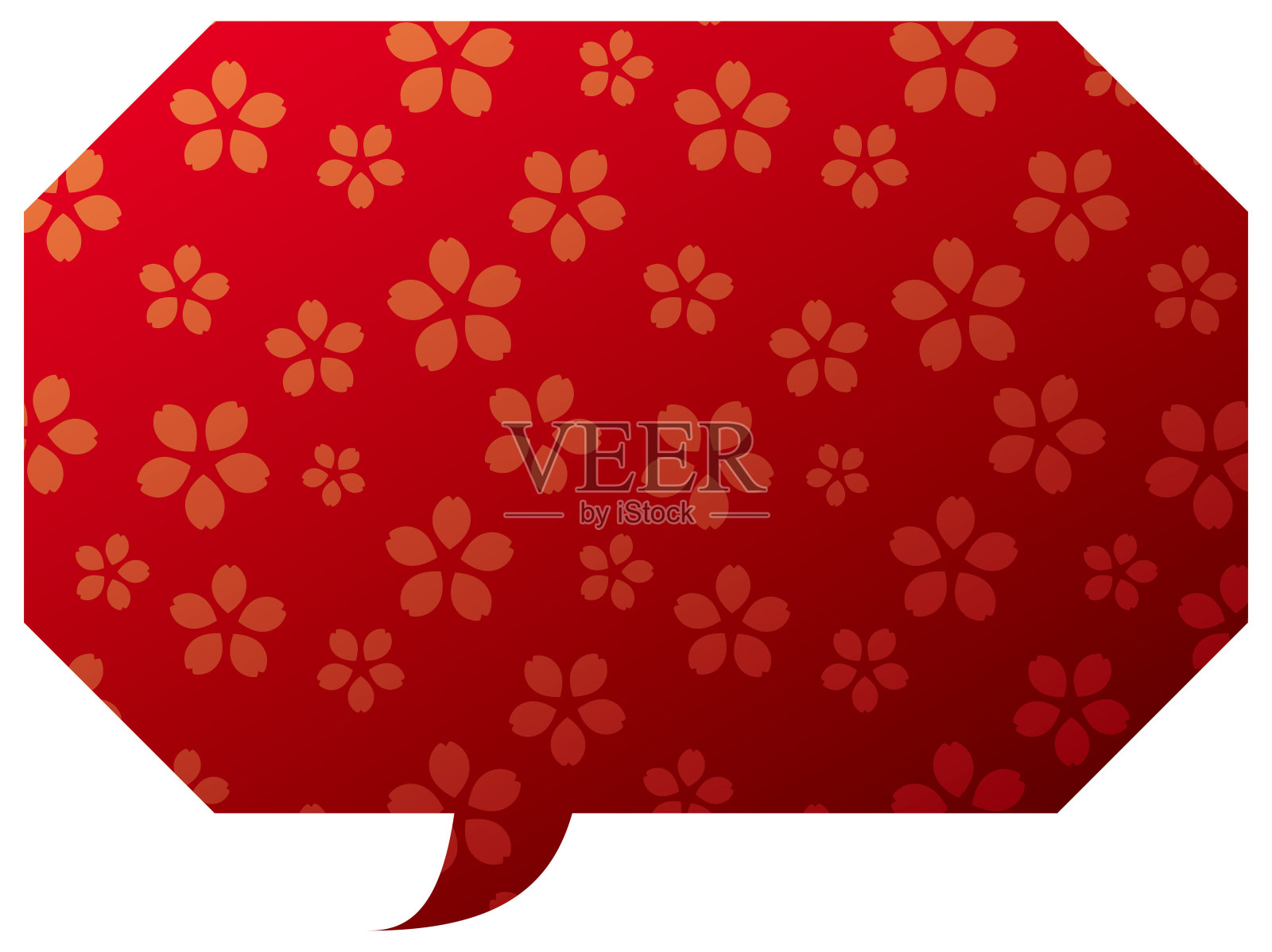 演讲泡泡19[樱花图案(红色)]插画图片素材