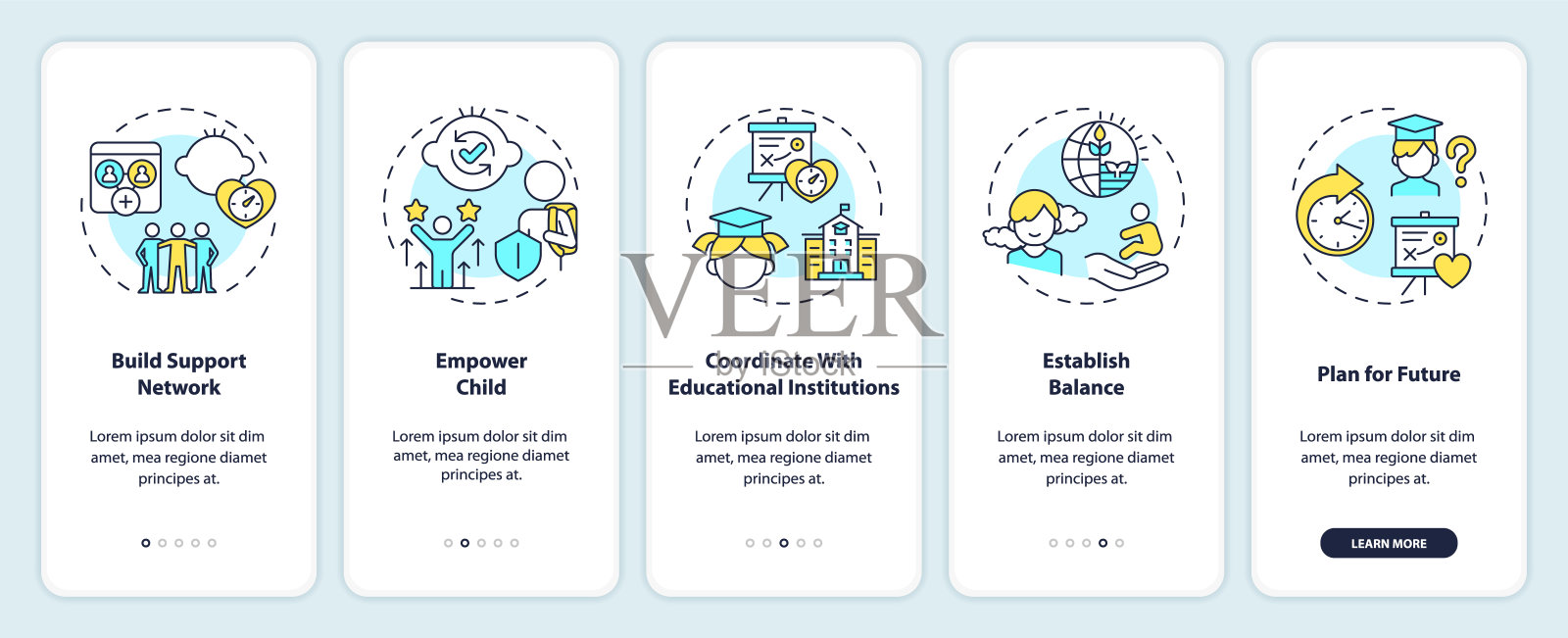 2D演练养育孩子线性多色图标插画图片素材