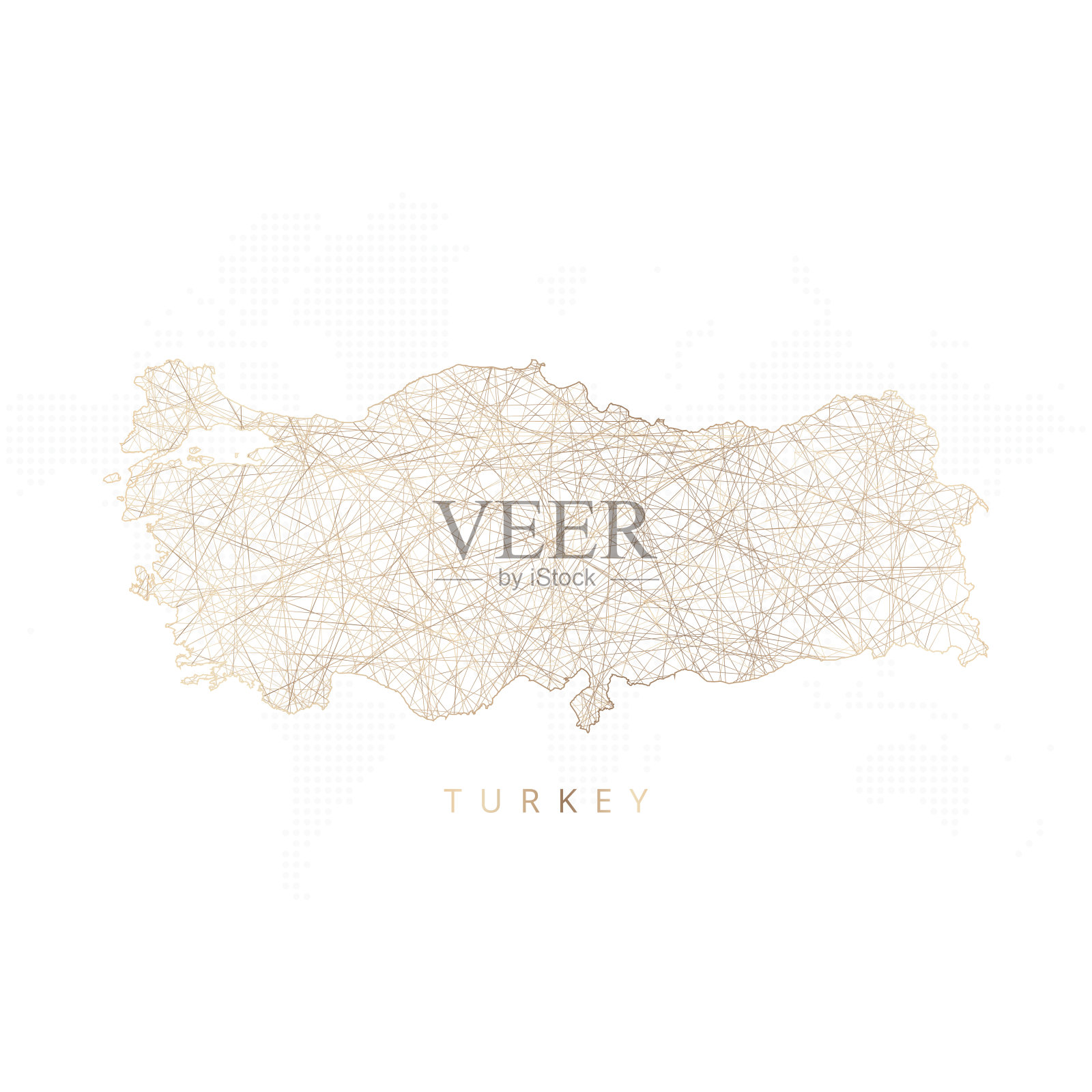 低聚图的<s:1> rkiye。金色多边形线框。闪闪发光的矢量与黄金粒子在白色的背景插画图片素材