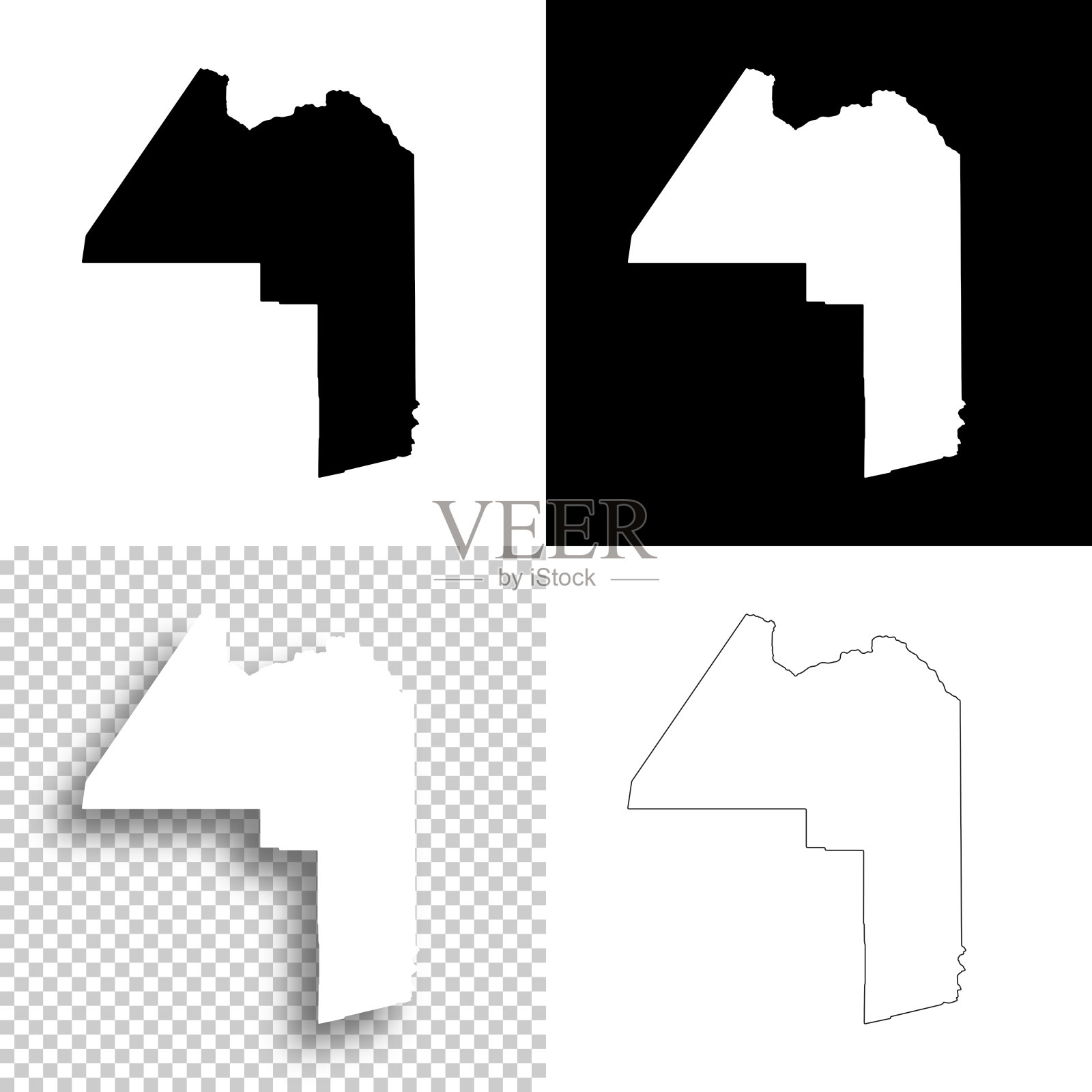 阿鲁斯托克县，缅因州。设计地图。空白，白色和黑色背景插画图片素材