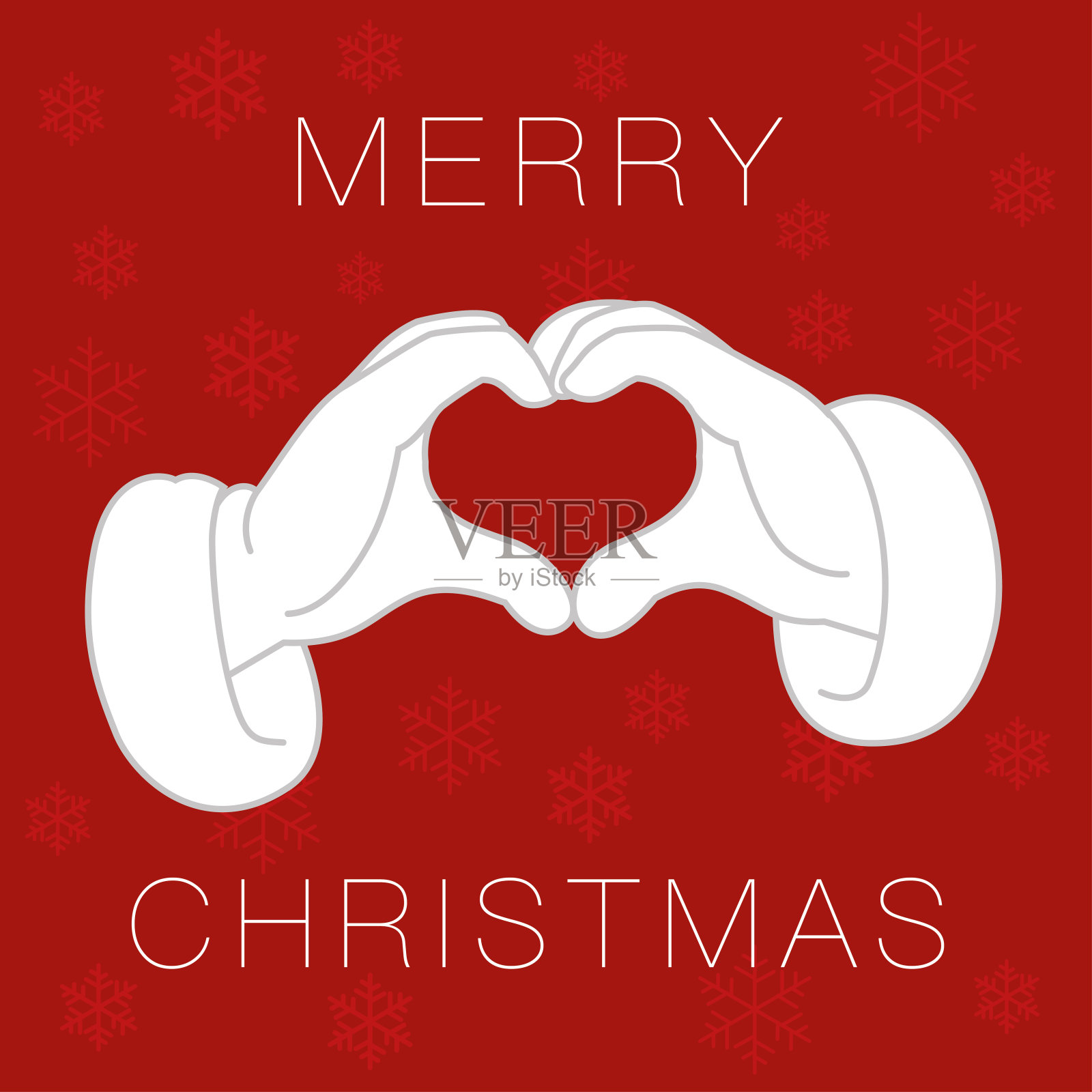 圣诞心与手插画图片素材