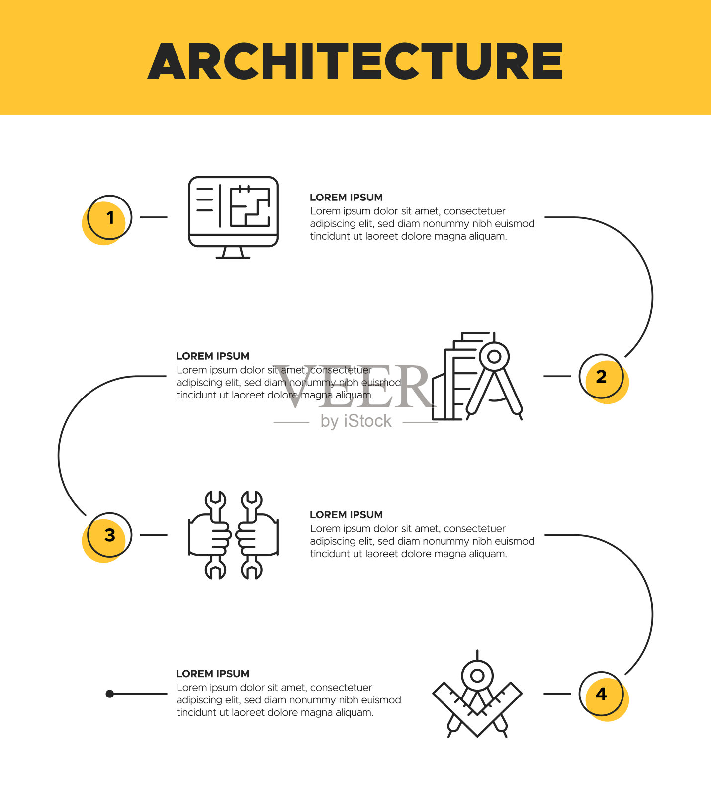 建筑信息图模板-建筑，工程师，建设插画图片素材
