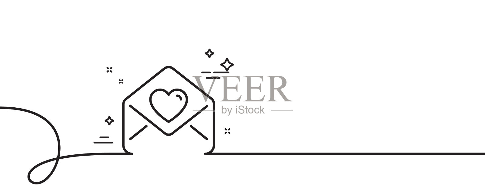 情书线图标心邮件标志连续插画图片素材