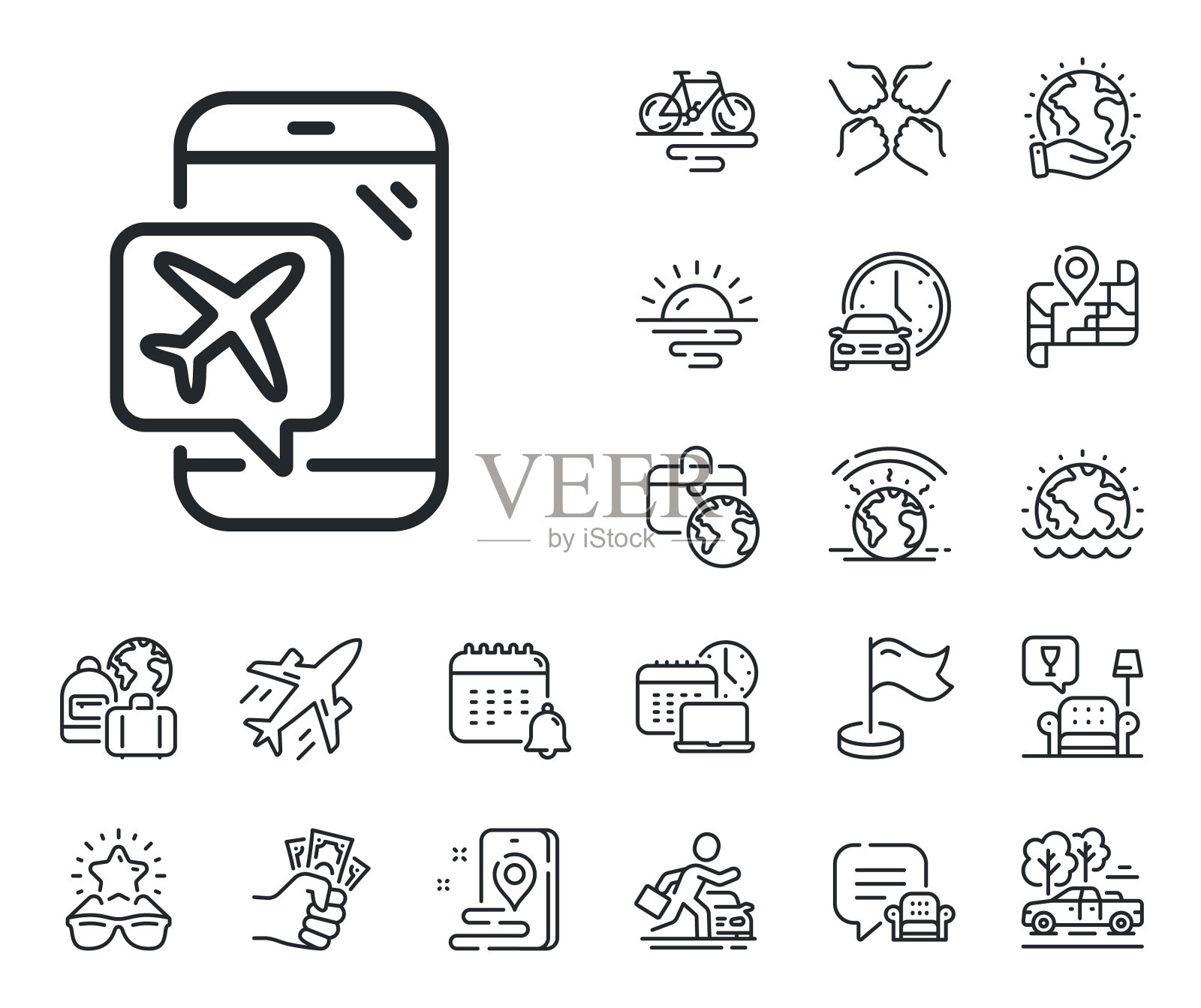 飞行模式线图标飞机模式标志飞机插画图片素材