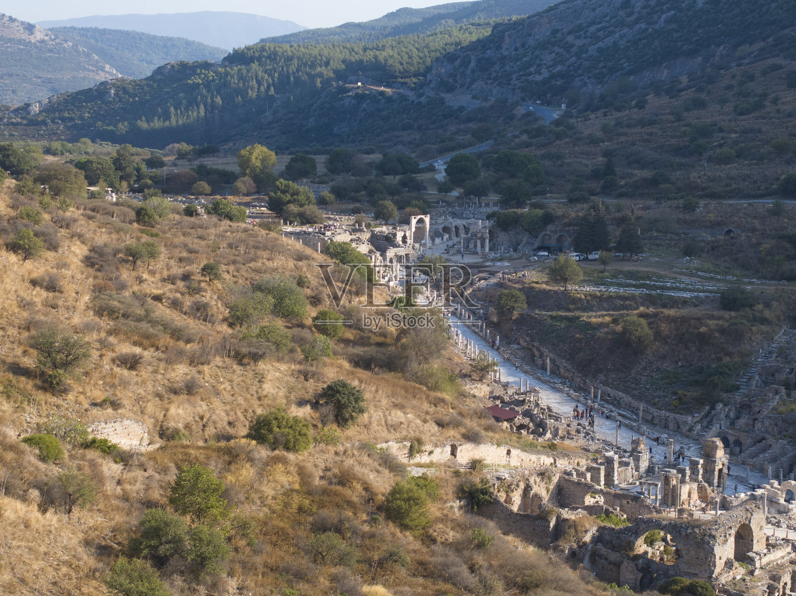 以弗所古城(Efes Antik Sehri)无人机照片，土耳其塞尔库克伊兹密尔(土耳其语)照片摄影图片
