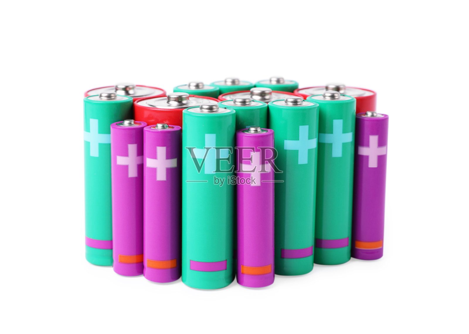 许多不同的新电池被隔离在白色上照片摄影图片