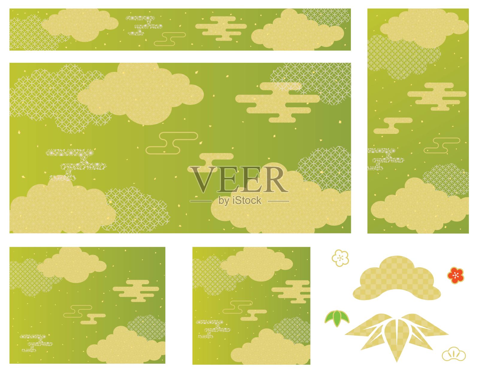 日式云纹背景。插画图片素材