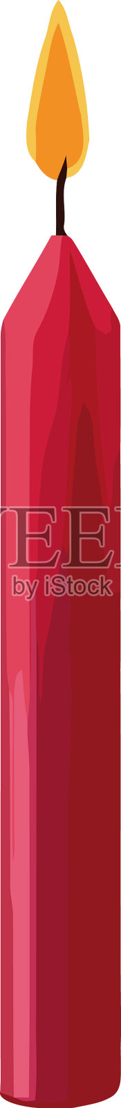 深红色的蜡烛插画图片素材
