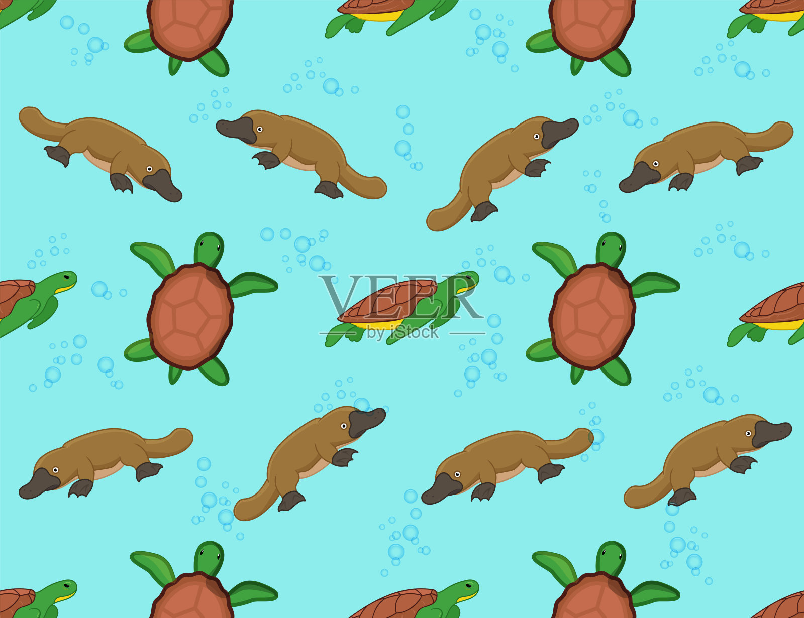 鸭嘴兽和海龟的纹理。插画图片素材