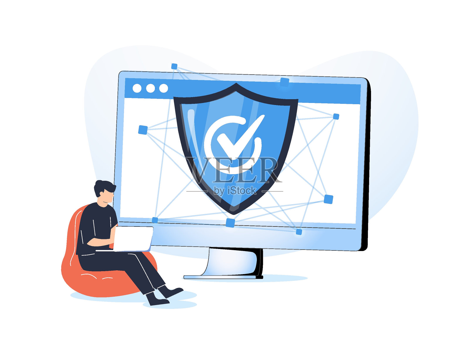 数据访问孤立的卡通矢量插图。数据访问与网络安全，数据丢失预防行业，网络插画图片素材