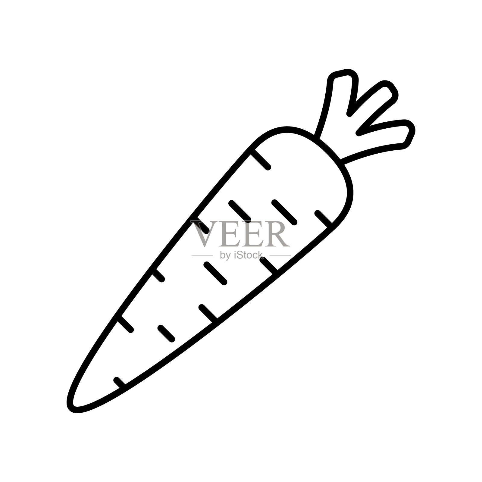 胡萝卜线图标。蔬菜食品标志。膳食营养矢量符号。质量设计元素。线条风格的胡萝卜图标。扩大了中风。插画图片素材