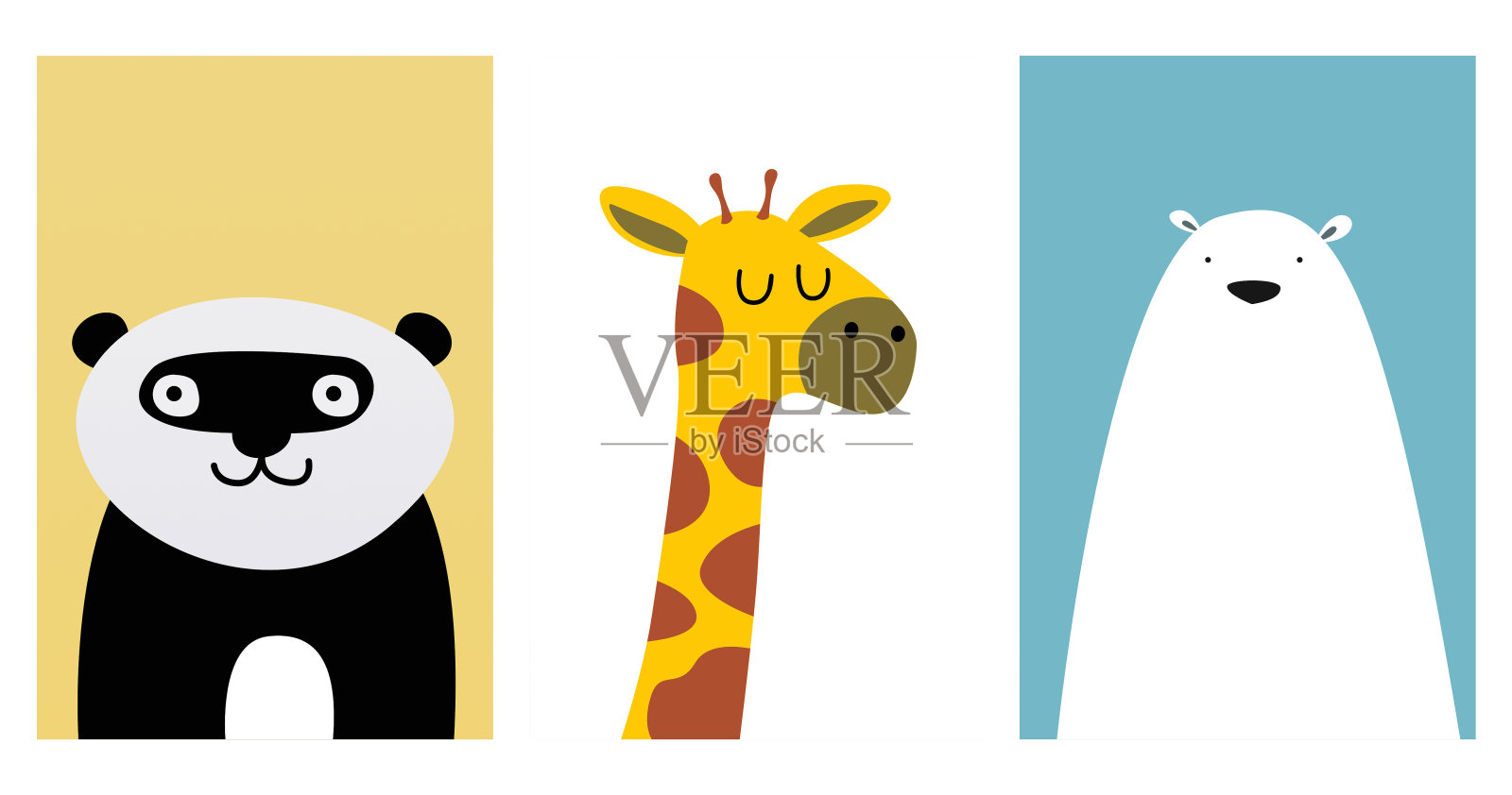 托儿所墙壁艺术动物婴儿海报插画图片素材