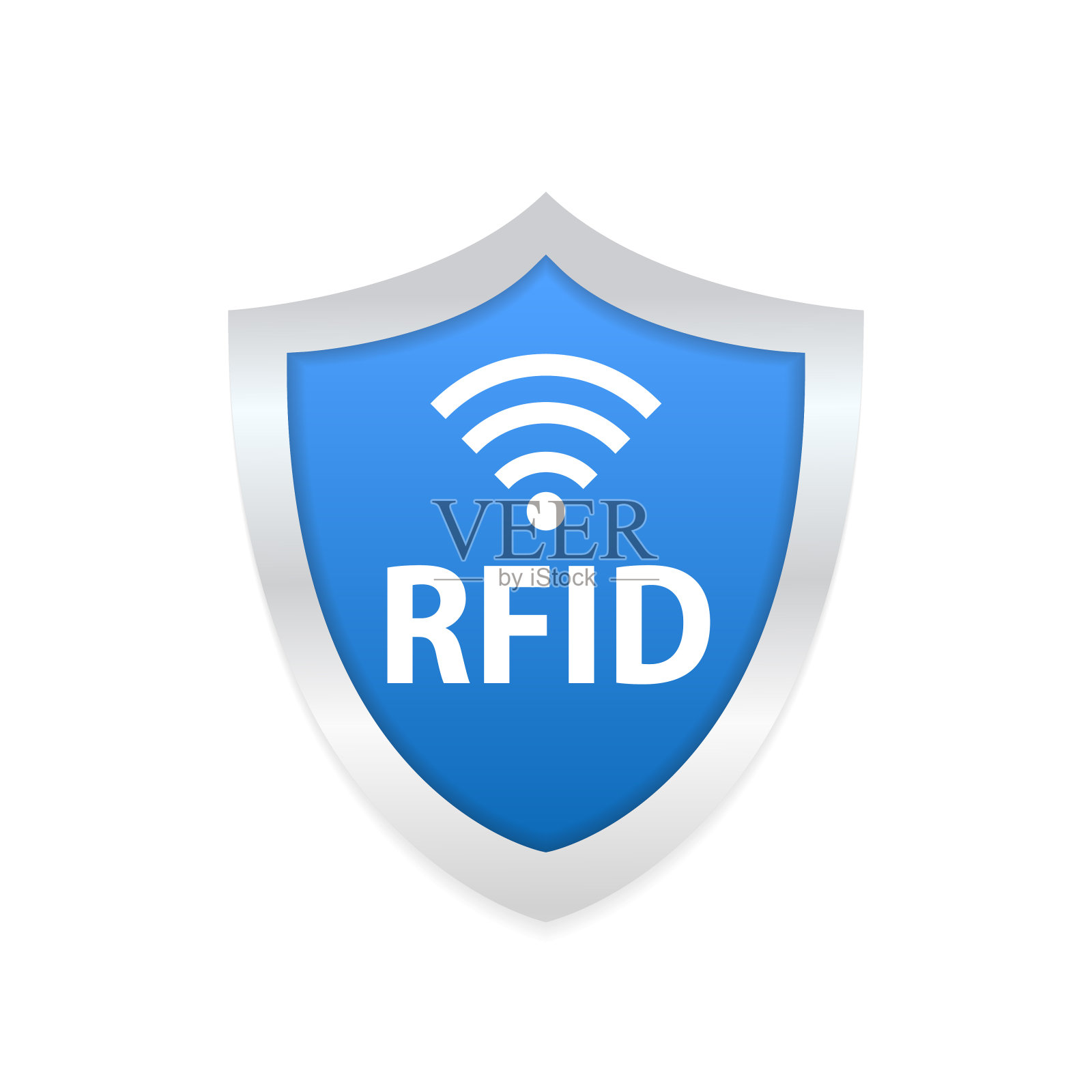 RFID保护盾标志。射频识别。技术的概念。数字技术。矢量图插画图片素材