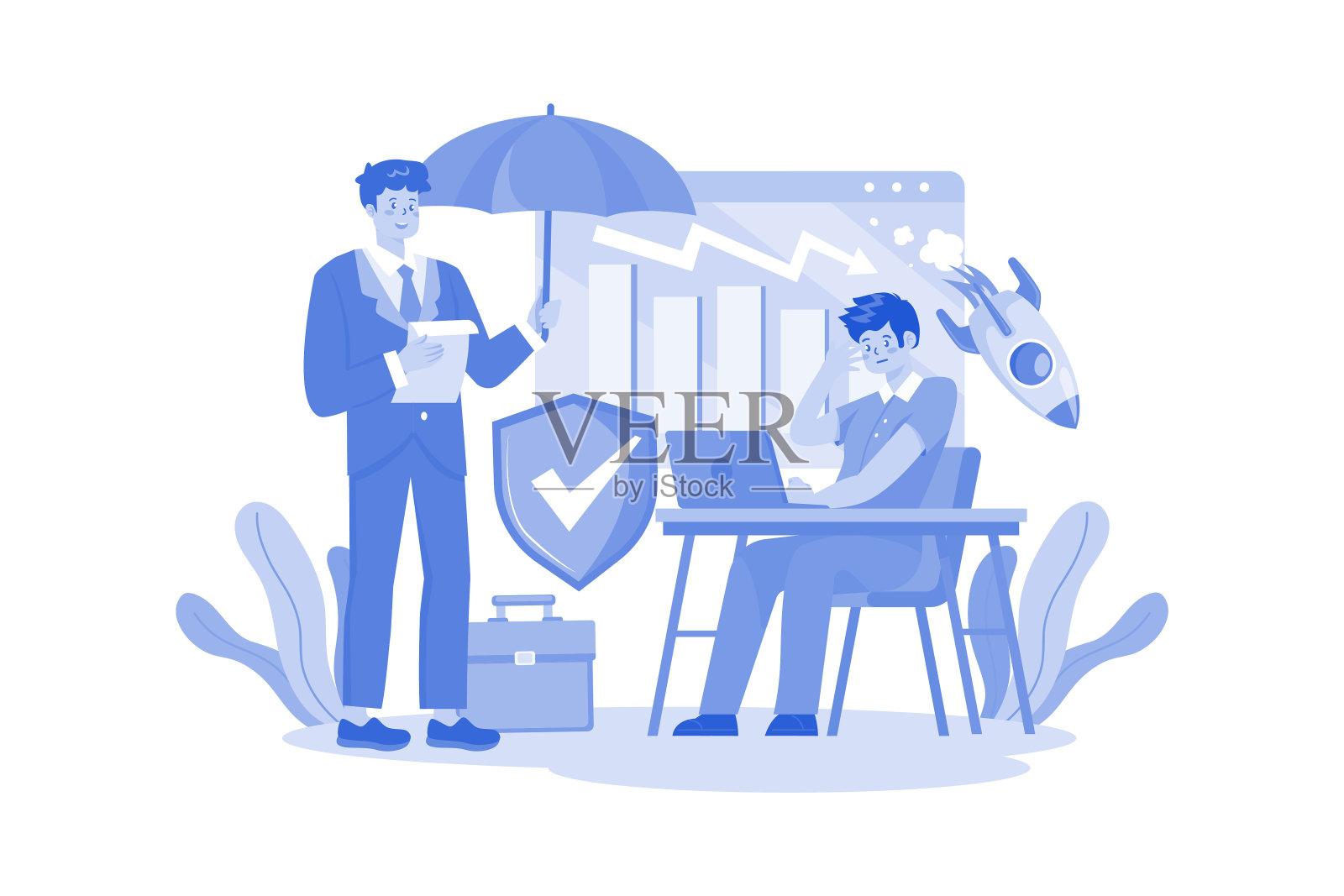 商业损害保险，确保企业免受不可预见的损害插画图片素材