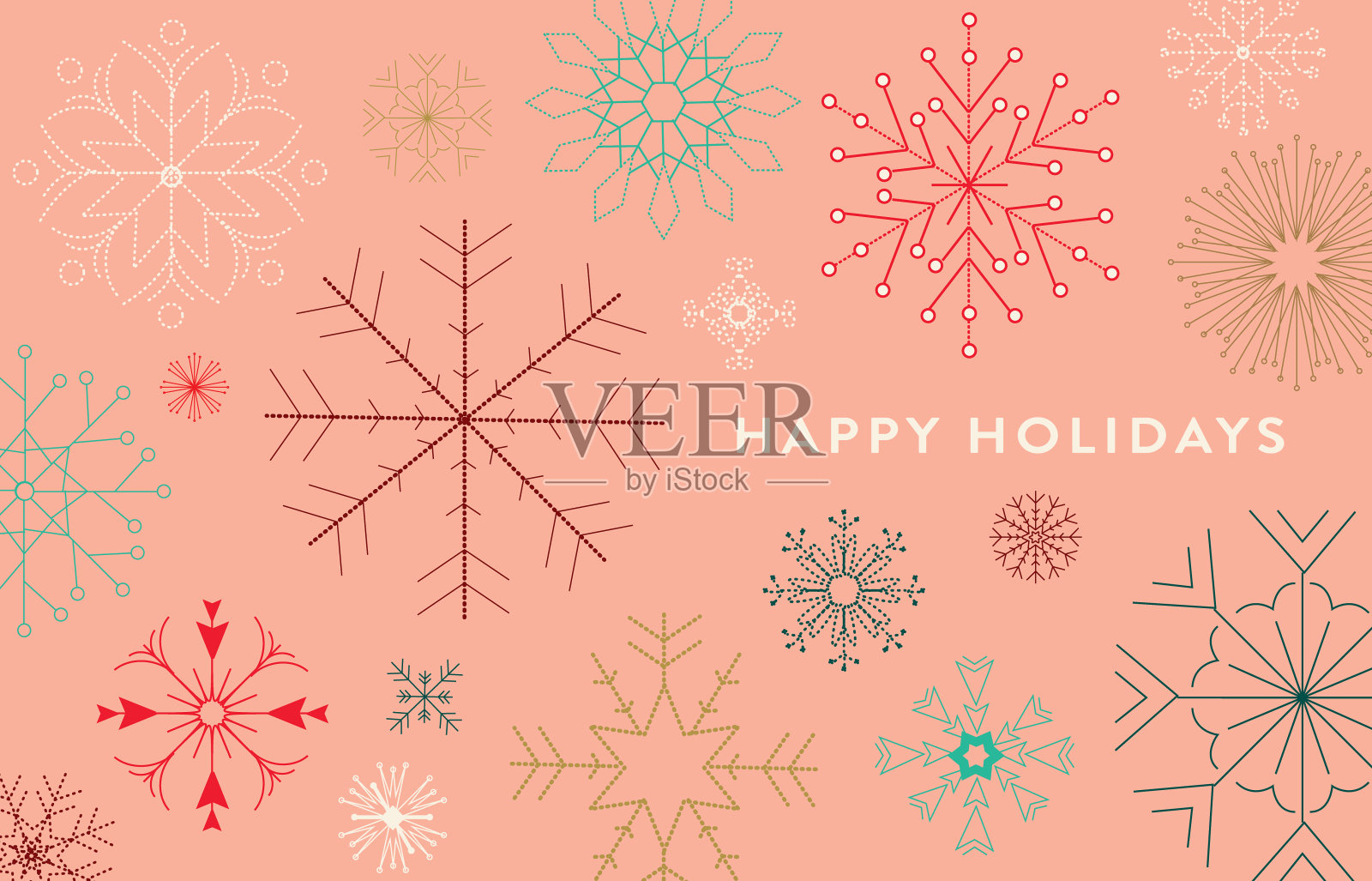 节日快乐抽象贺卡设计模板与优雅的雪花插画图片素材