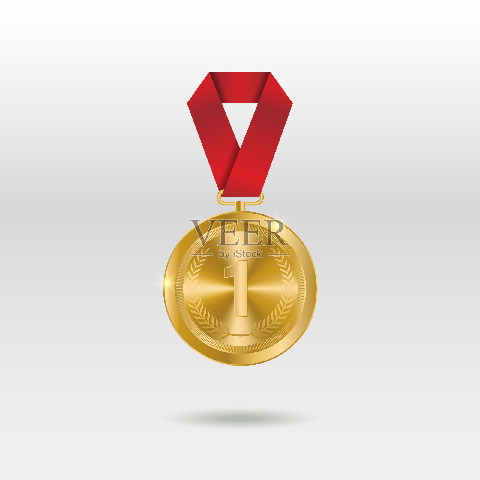 金牌矢量。金色第一名徽章。体育游戏金挑战奖。矢量图插画图片素材