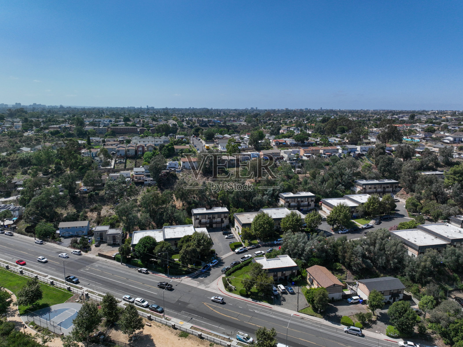 南圣地亚哥居民区鸟瞰图照片摄影图片