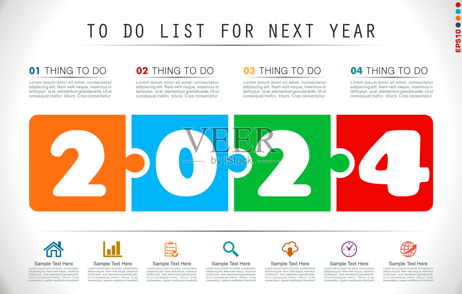 2024年新年待办事项信息图表插画图片素材