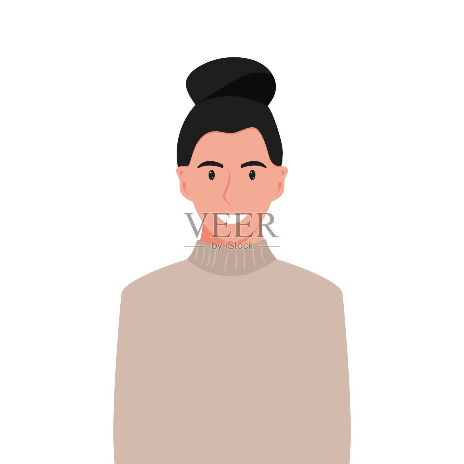 人们的脸，女人和快乐的微笑人类。阿凡达。一组用户配置文件。彩色平面矢量图插画图片素材