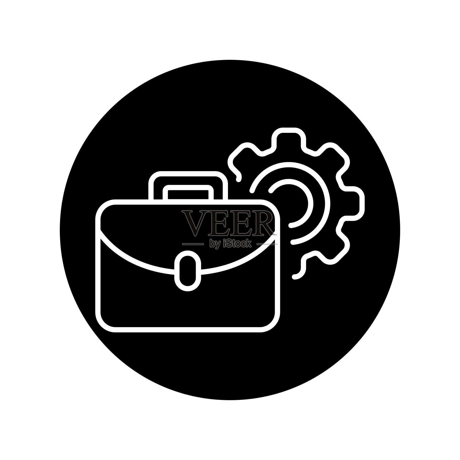 工作颜色线图标。行李箱和装备。插画图片素材