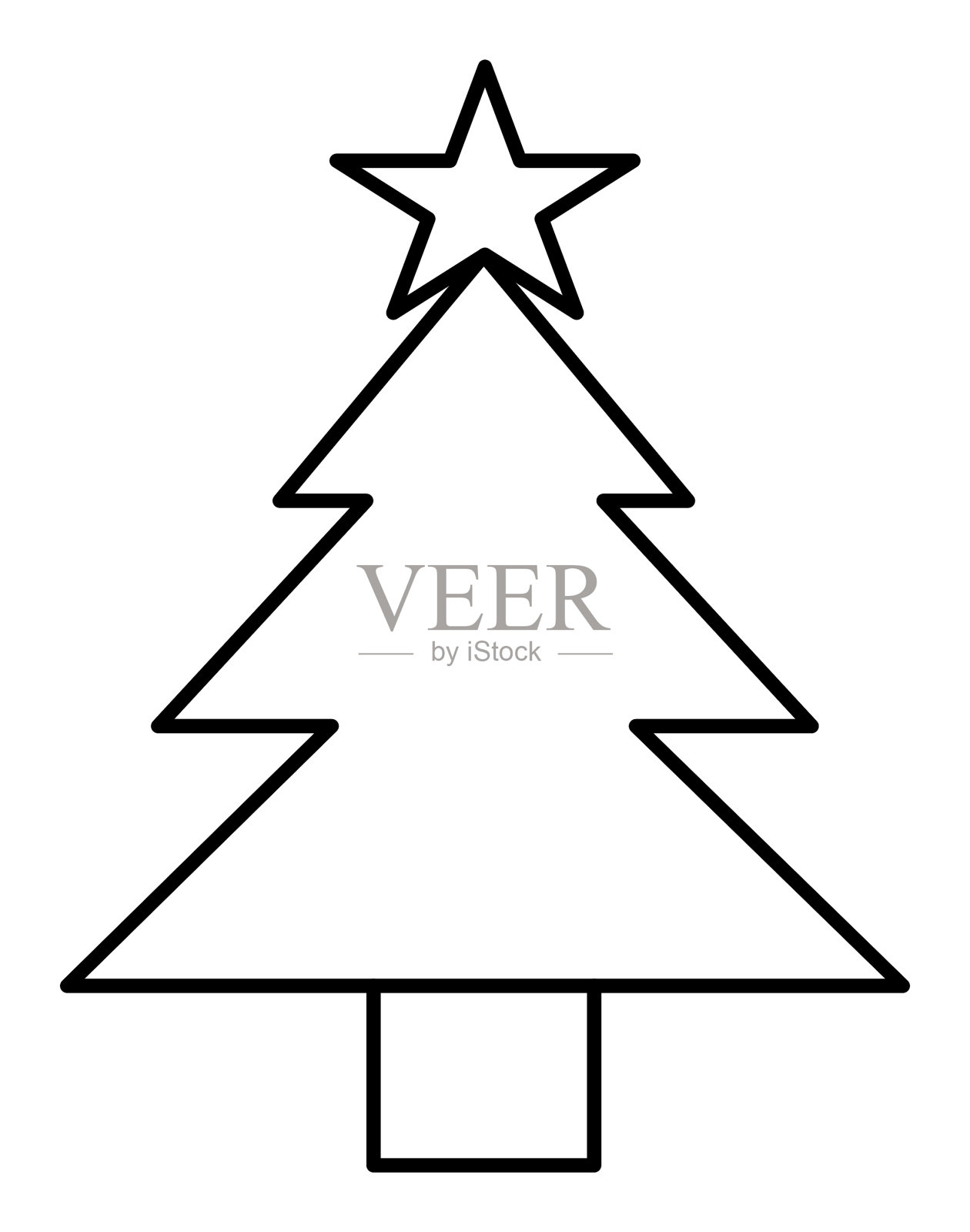 圣诞树-简单和基本的节日松黑线符号和图标插画图片素材