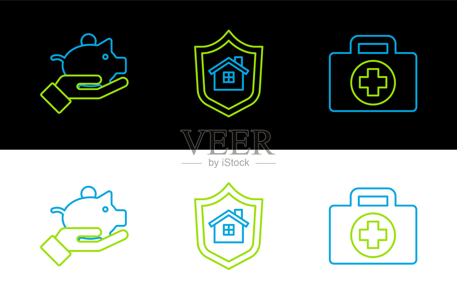 准备好急救箱，手里拿着储蓄罐插画图片素材