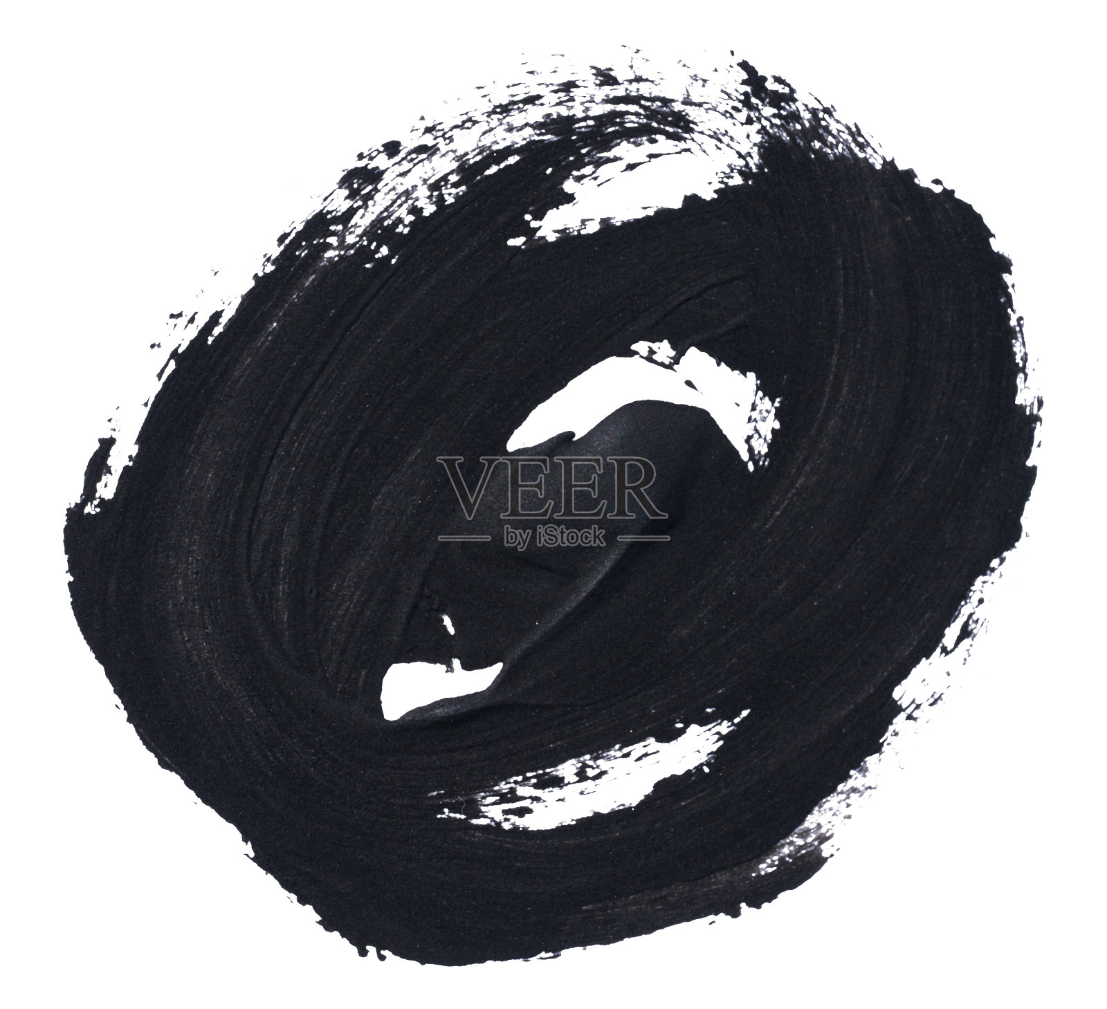 用画笔在白色孤立的背景上用丙烯酸颜料画了一个圆圈照片摄影图片