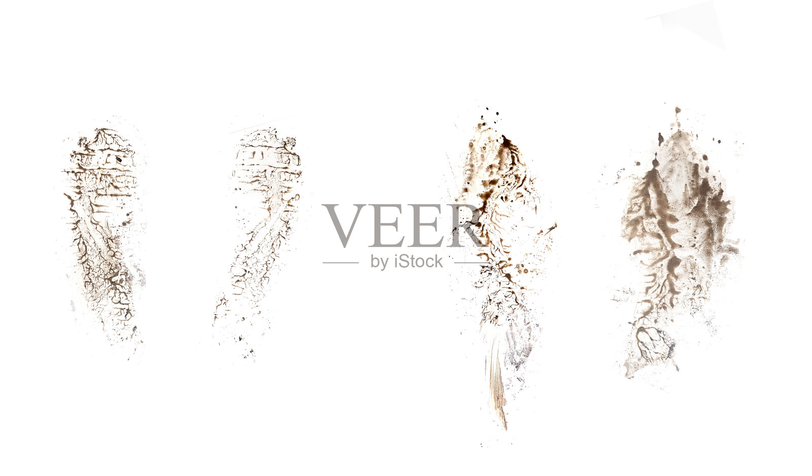 白色背景上孤立的黑色脚印，俯视图照片摄影图片