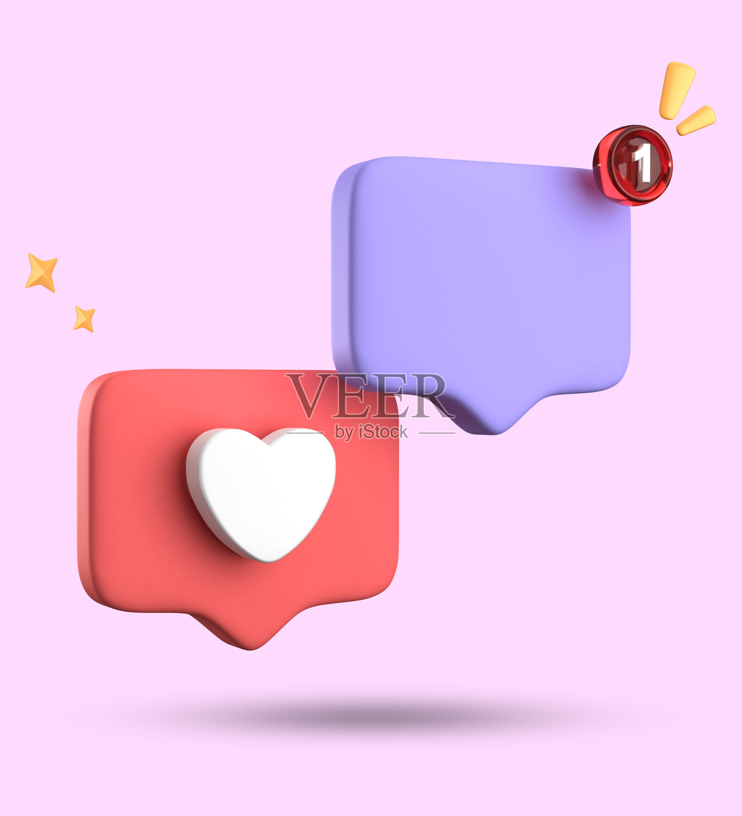 3d渲染的语音气泡，3d粉彩聊天图标集。一套3d说话气泡。照片摄影图片