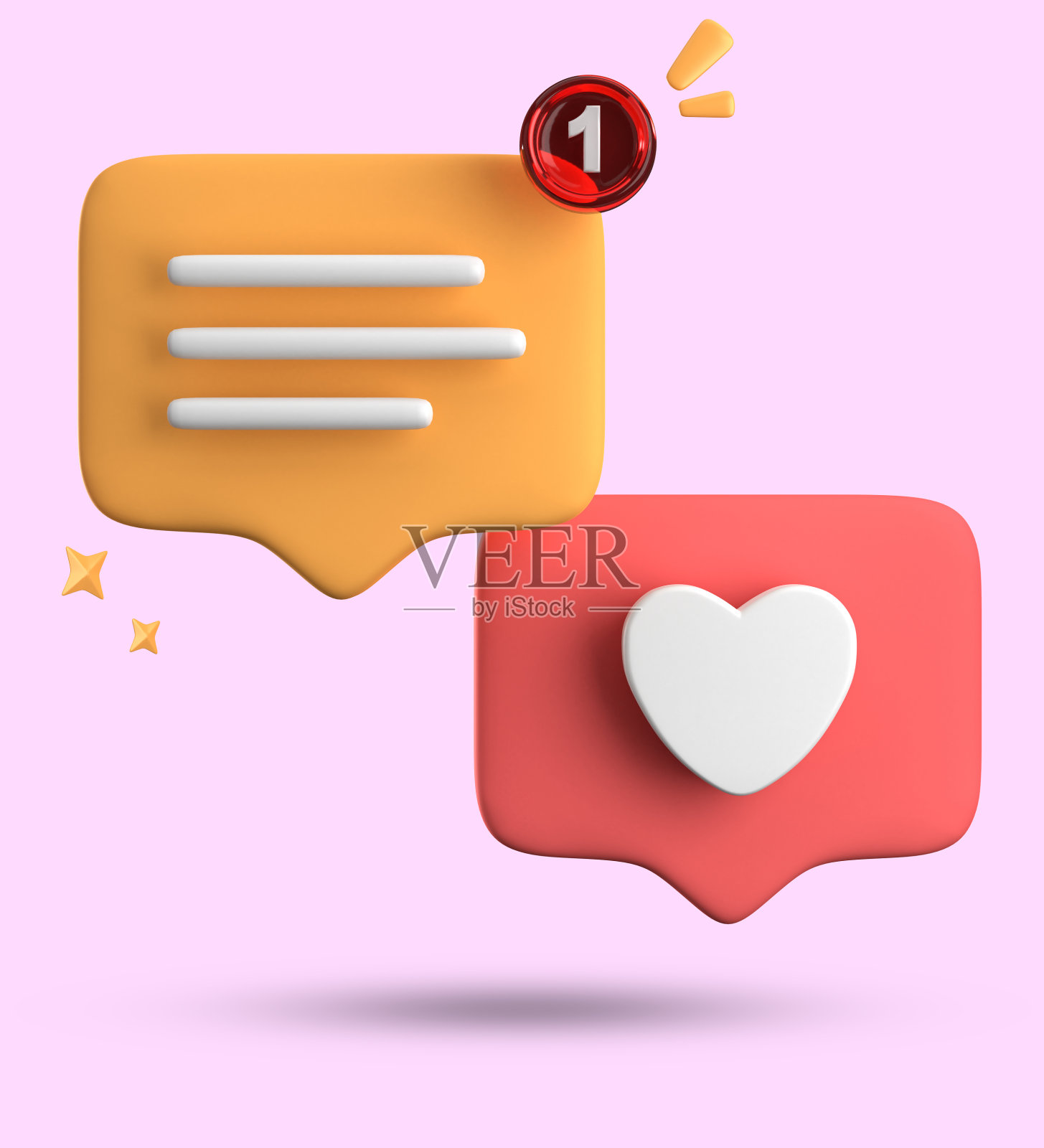 3d渲染的语音气泡，3d粉彩聊天图标集。一套3d说话气泡。照片摄影图片