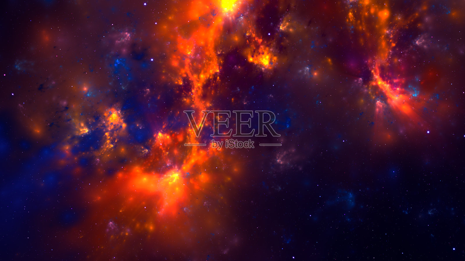 太空中引人注目的星云和恒星。抽象的分形艺术背景。照片摄影图片